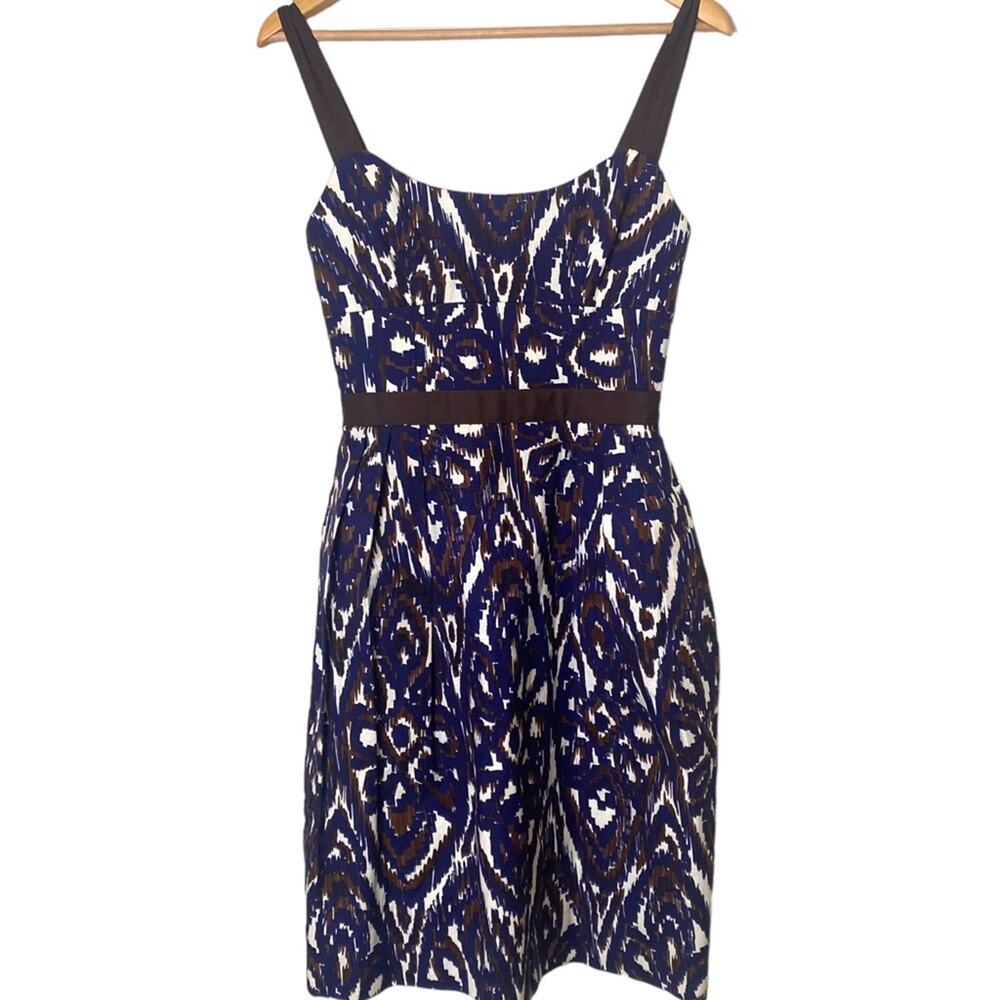 Milly of New York Brown and Blue Ikat Fit Flare Size 4 Dress